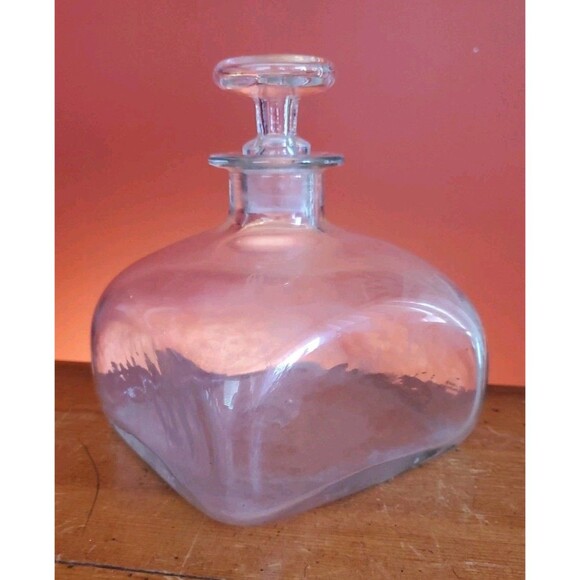 Blenko Williamsburg C6 W Glass Bottle Hand-blown Ship Decanter With Stopper Euc